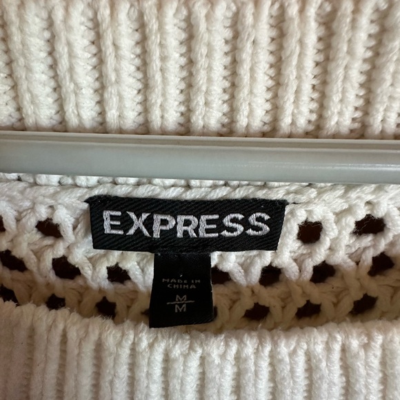 Express Cream Cable & Open-Stitch Scoop-Neck Sweater Size medium new - Picture 2 of 6